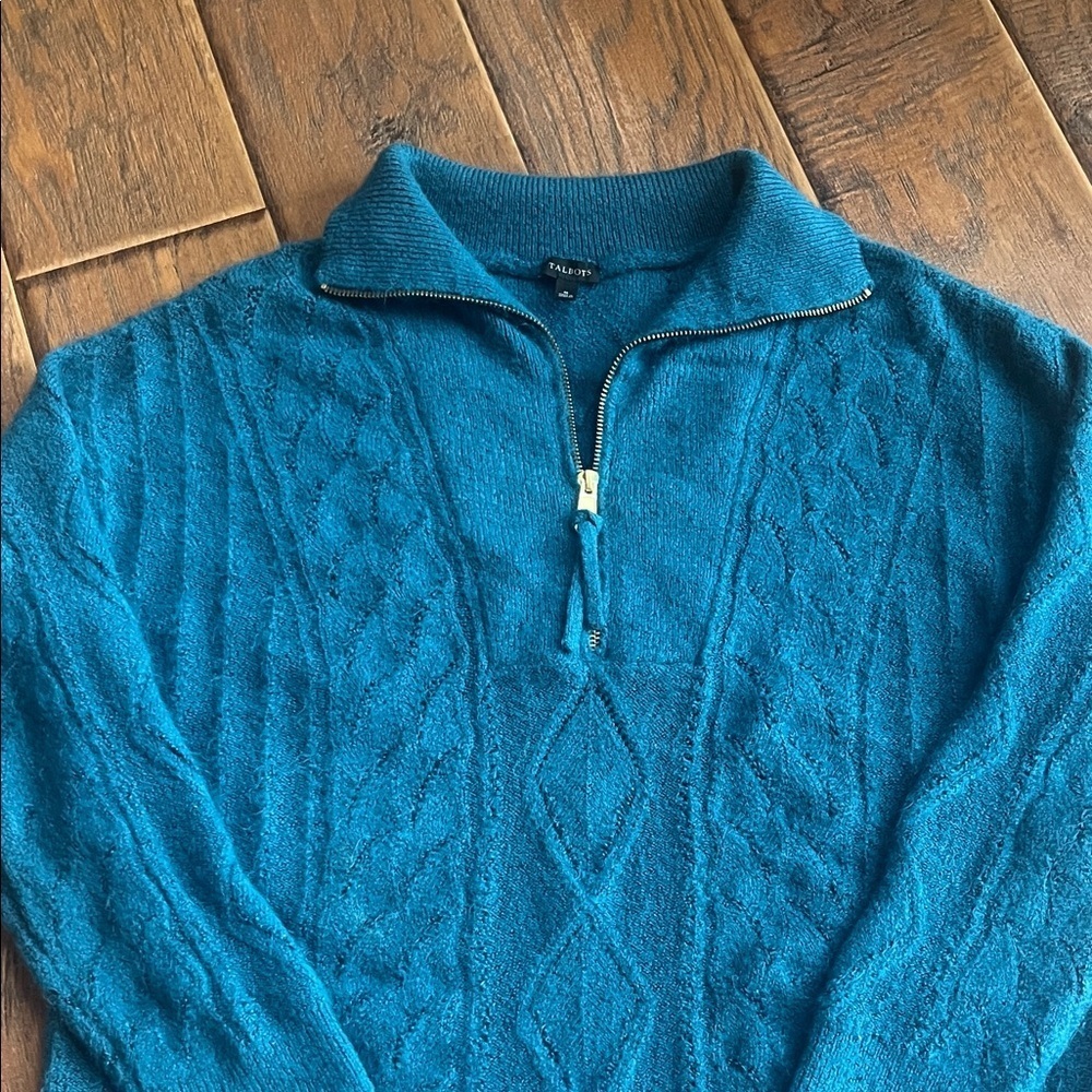 Talbots Turquoise Cable Knit Sweater - Picture 5 of 10